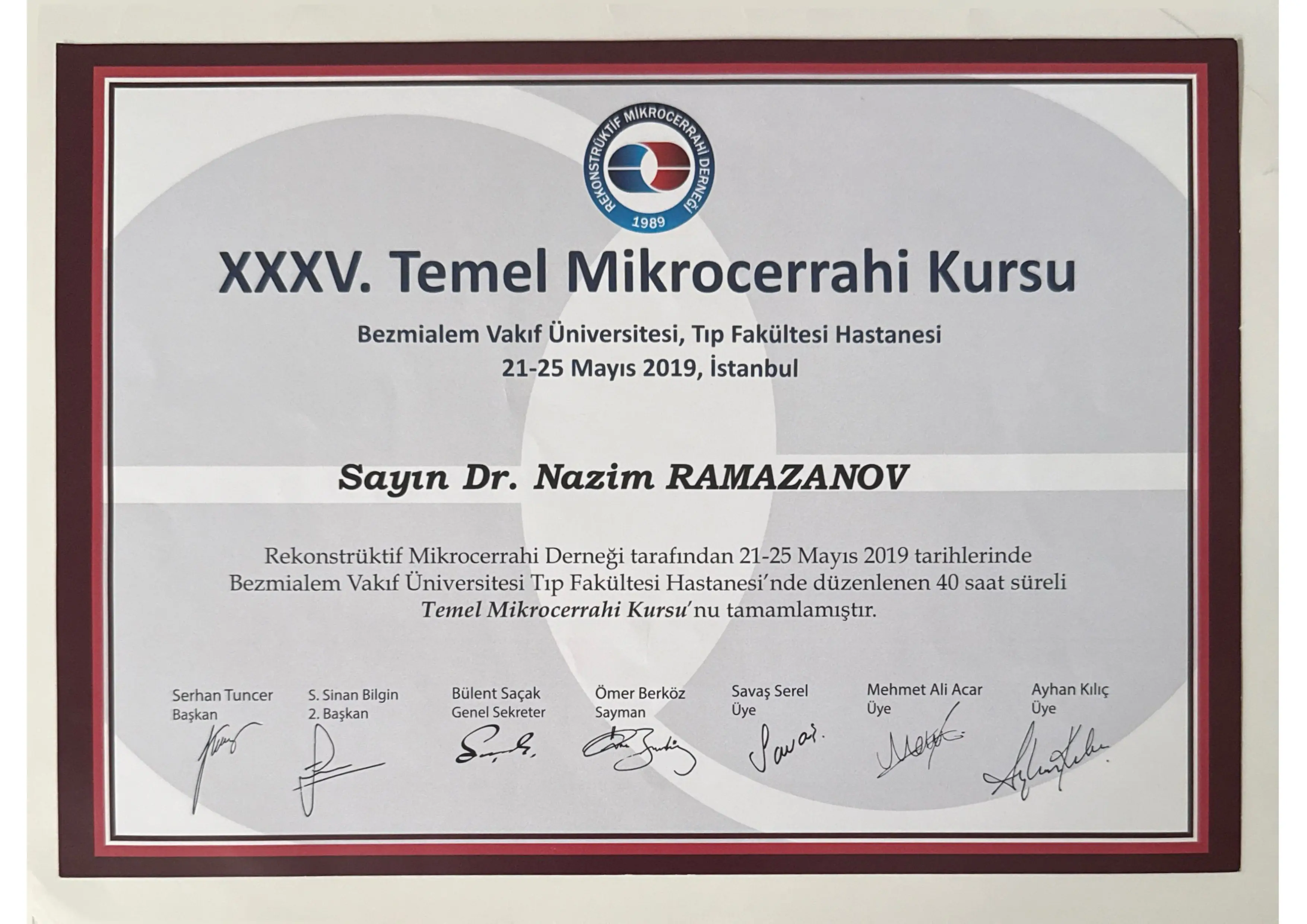 XXXV. Temel Mikrocerrahi Kursu